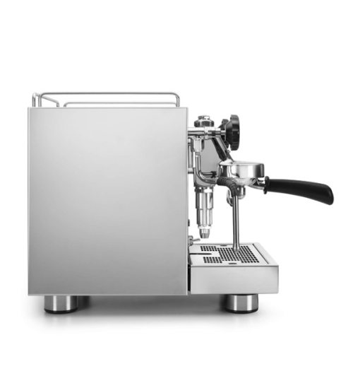 Seitenasiche der Huricane Siebträger Kaffeemaschine in Chrom Look